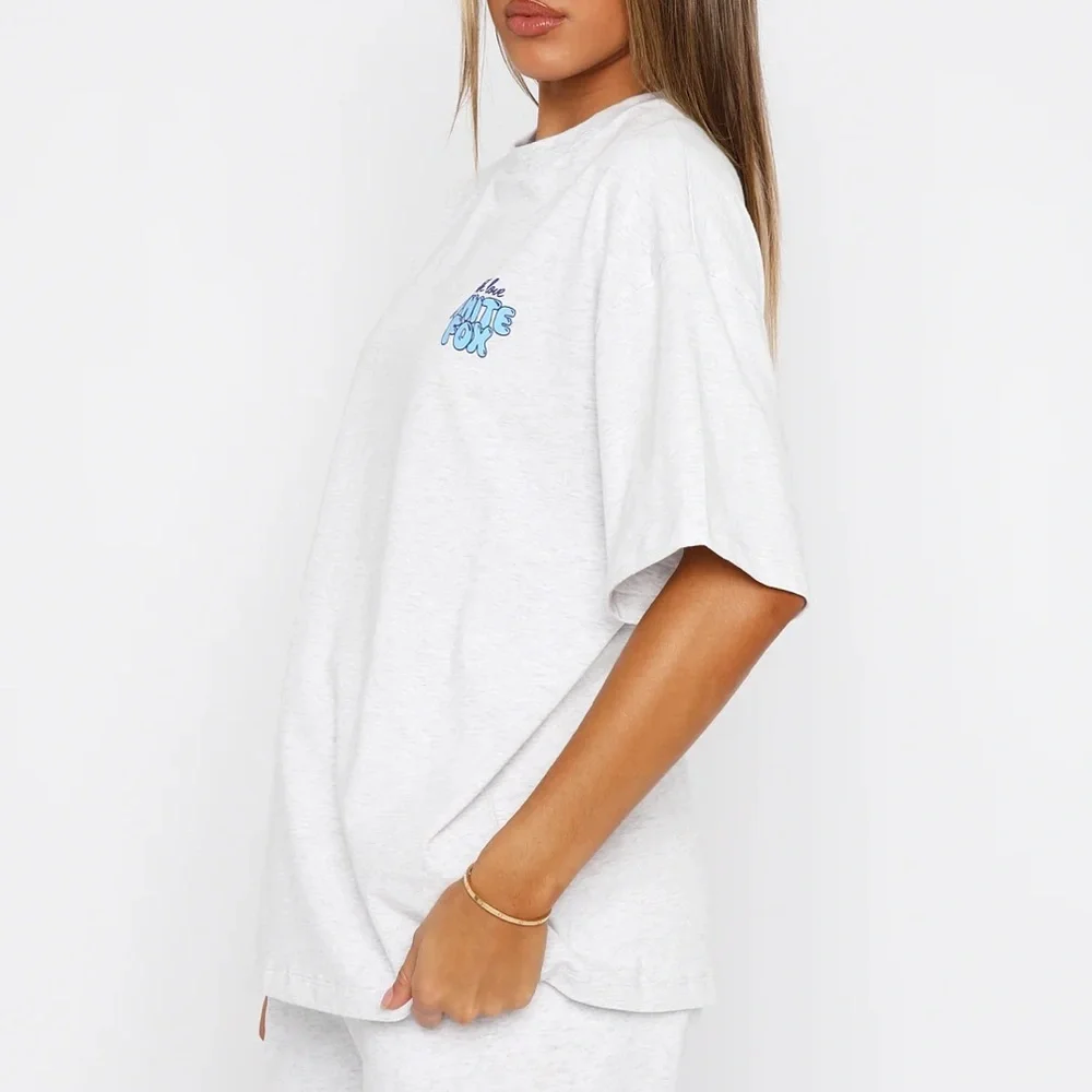 White Fox Boutique With Love Always Oversized Tee Grey Marle 100% Cotton - Picture 5 of 14